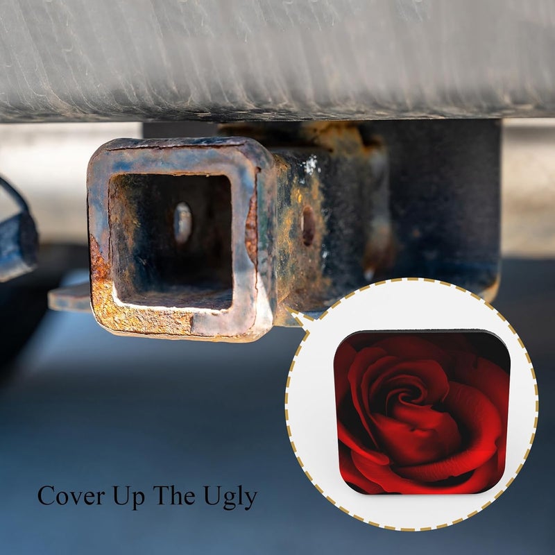 Tnomchey Red Rose 2 Receiver Hitch Cover Flower Floral Romantic Love Valentine's Day Petal Bloom Soft Rubber Protects Hitch Tube Rear Trailer Hitch Cover Universal Fits 2" Receivers for Men Women - Image 4